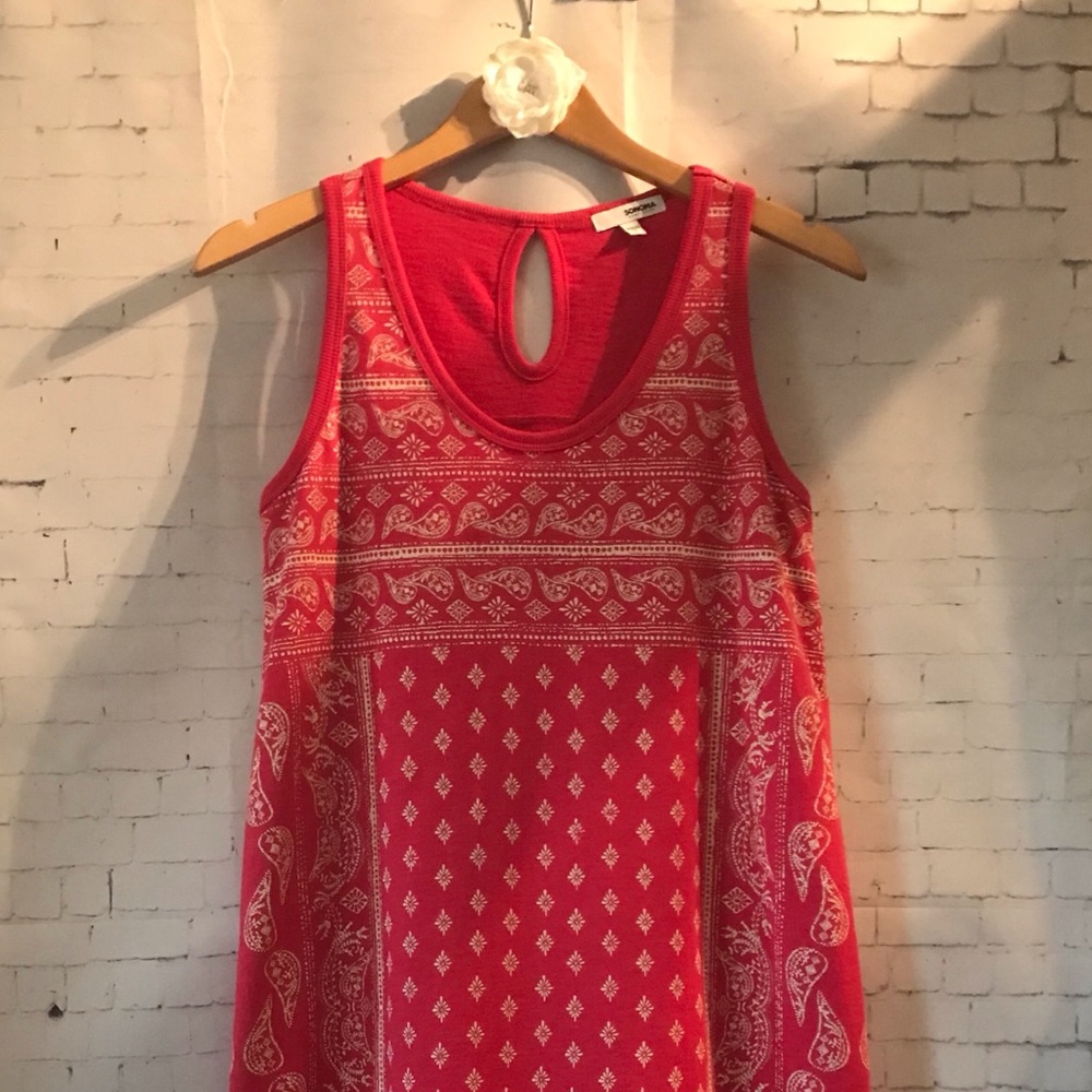 🌿❣️SONOMA Bandana Dress NWOT Red/Wht w/Keyhole SM